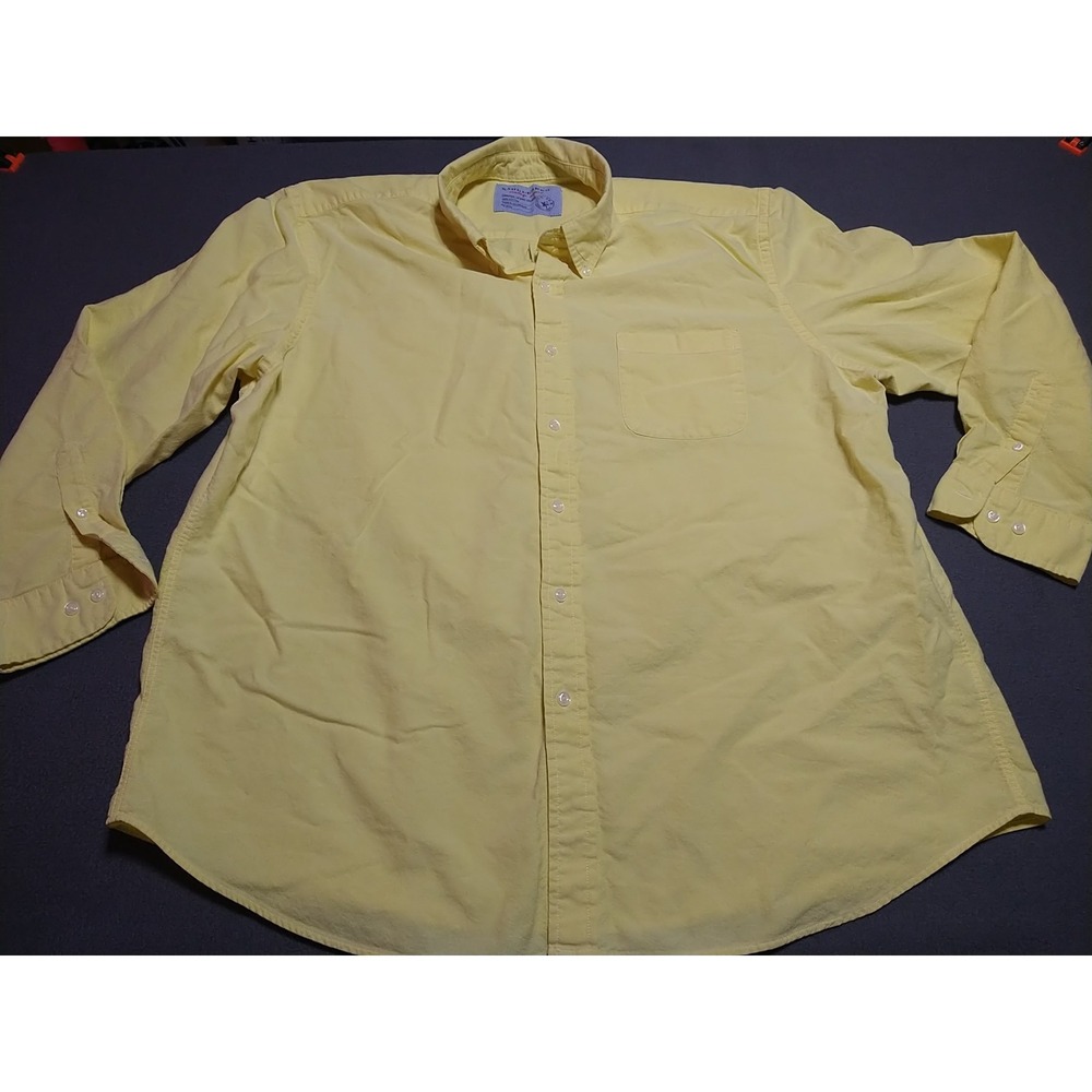 Saddlebred Vintage Oxford Shirt Men XXL‎ Lemon Yellow Button Down College Office